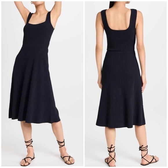 NWT Vince Rib Sweetheart Neck Camisole Tank Dress Stretch Navy Blue Sz XL - Picture 1 of 14